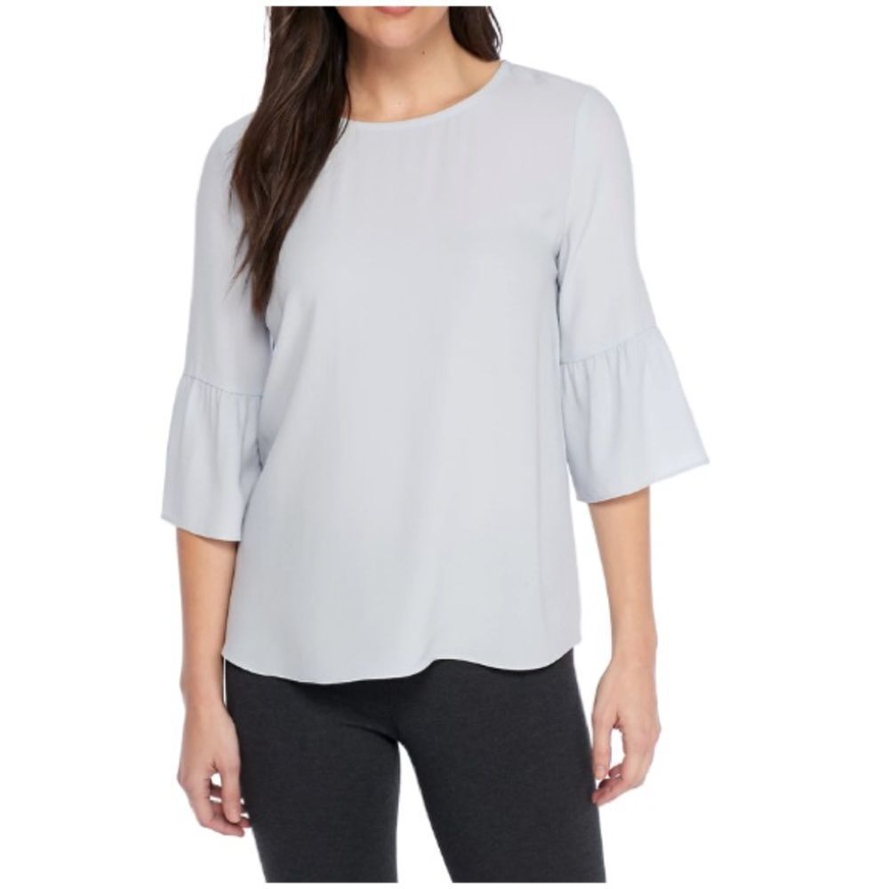 NWOT APT 9 Dark Grey Long Bell Sleeve Crew Neck Casual Blouse Top Sz Medium